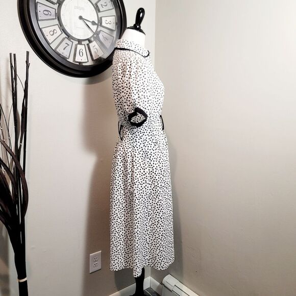 SERIOUS ZIZIFE French Retro Yamamoto Style Black & White Floral Midi Dress Sz M - Picture 6 of 16